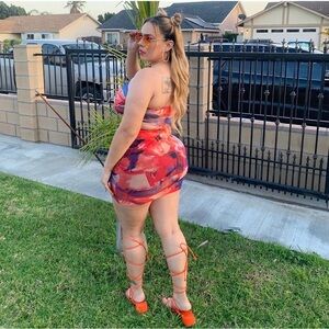 Sexy Floral Heart Top & Skirt both size Medium